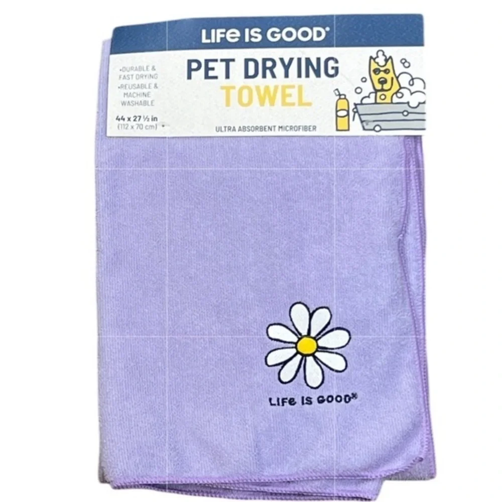 PETS - Life is good - 2/$28 - ‘Daisy - pet purple’ pet drying towel. NWT.